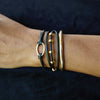 Black And Gold Leather Bracelet