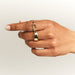 Raw Cuff Ring with Black Onyx - 14K Gold Plated