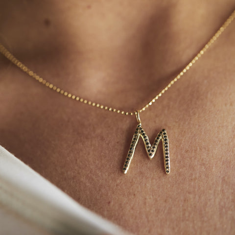 alternate image of Black Diamond Pavé Raw Letter - Gold