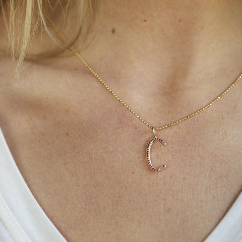 alternate image of Ruby Pavé Raw Letter - Gold
