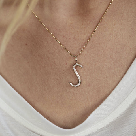 alternate image of Diamond Pavé Raw Letter - Gold