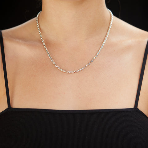 alternate image of Box Chain Choker - Sterling Silver