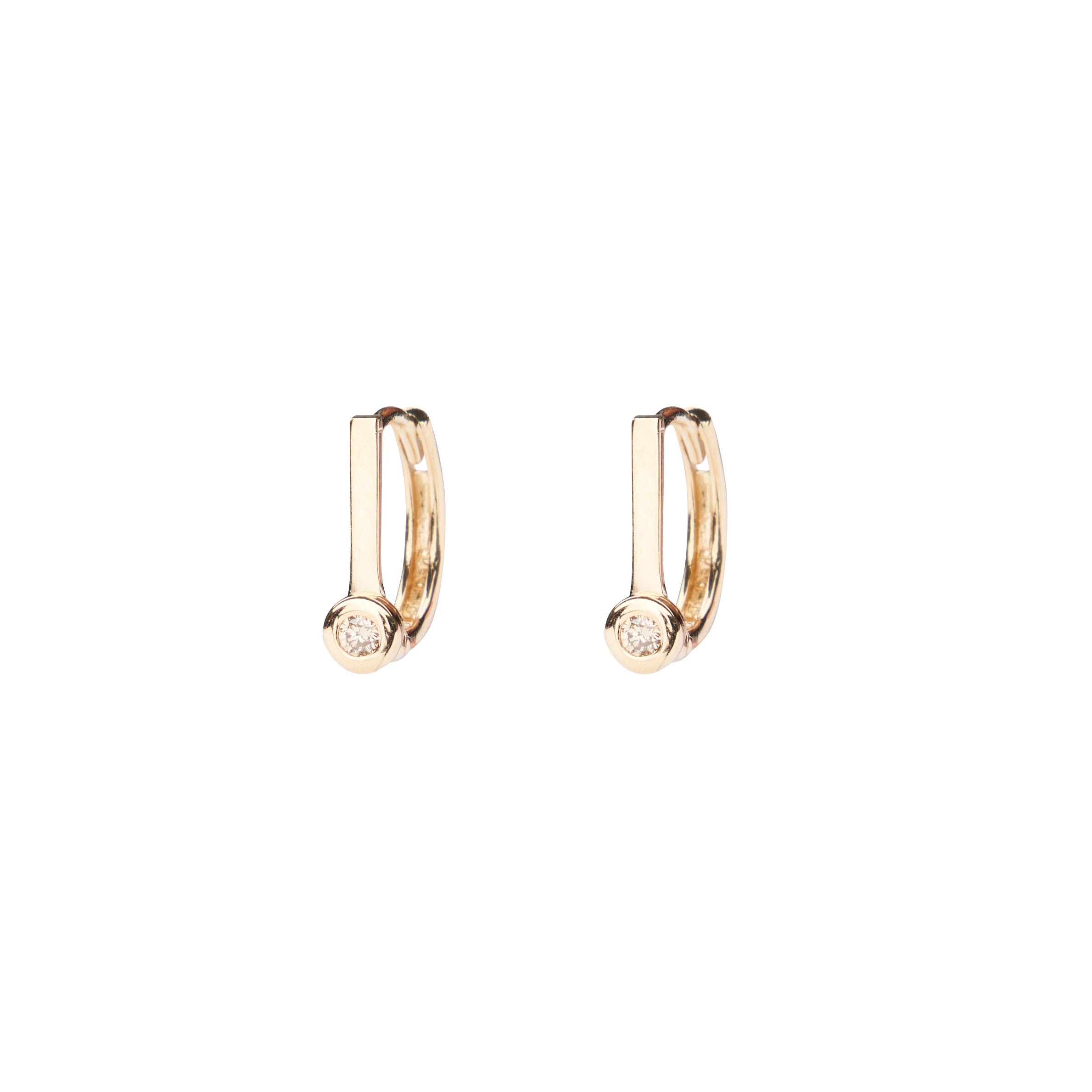 Diamond Bar Earrings - Gold
