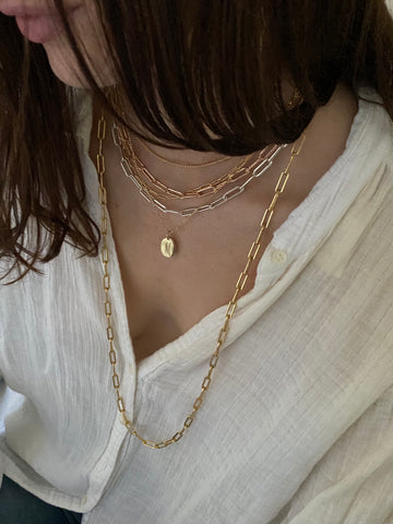 alternate image of Rectangle Chain Long Necklace - Gold
