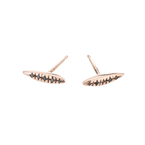 primary image of Raw Earrings With Black Diamond Pavé - Rose Gold