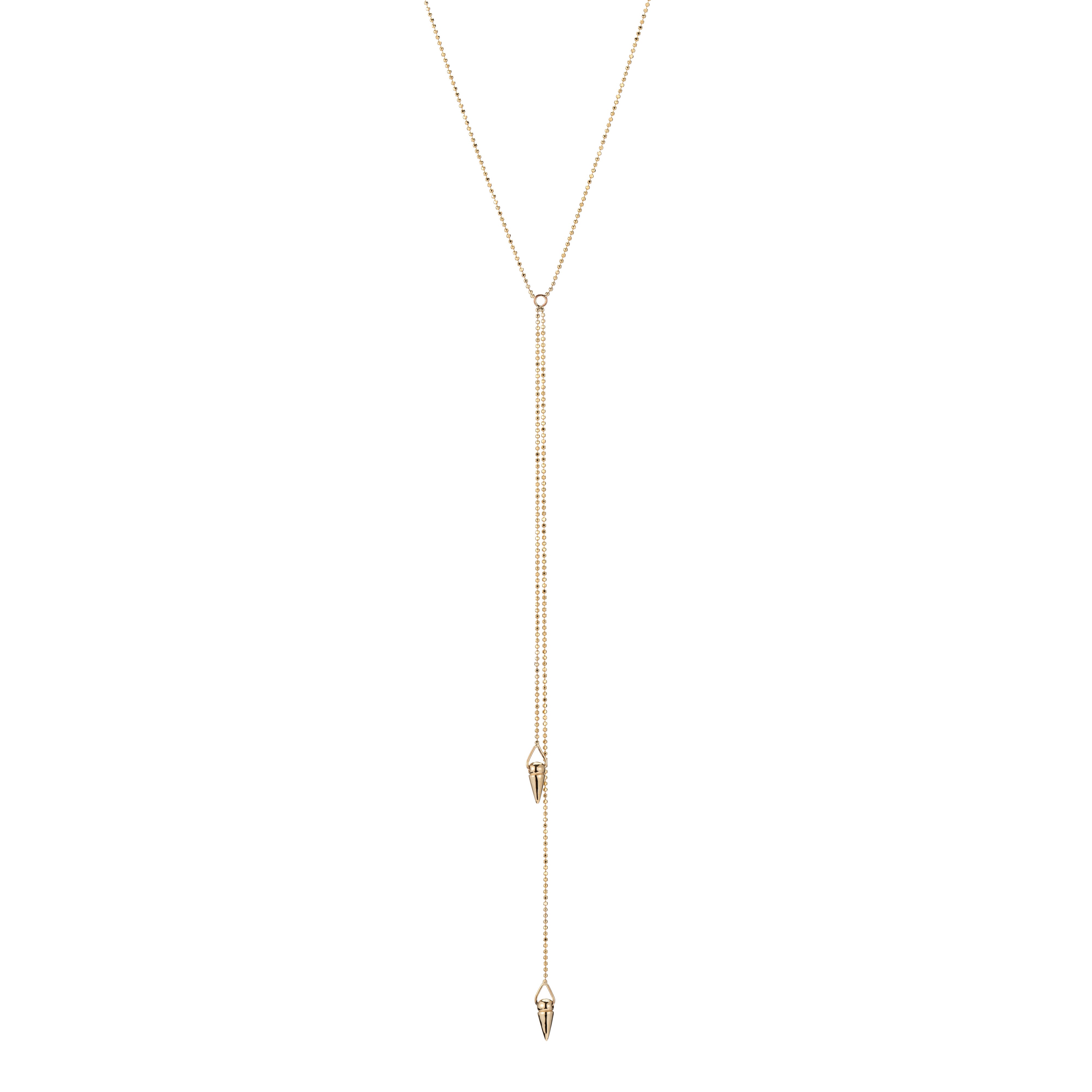 Double Drop Spike Necklace - Gold