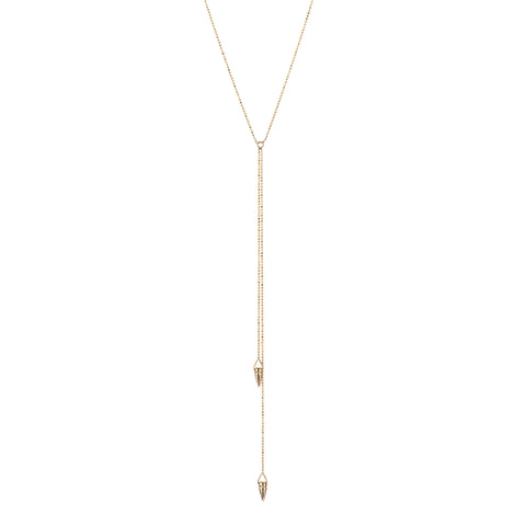 primary image of Double Drop Spike Necklace - Gold