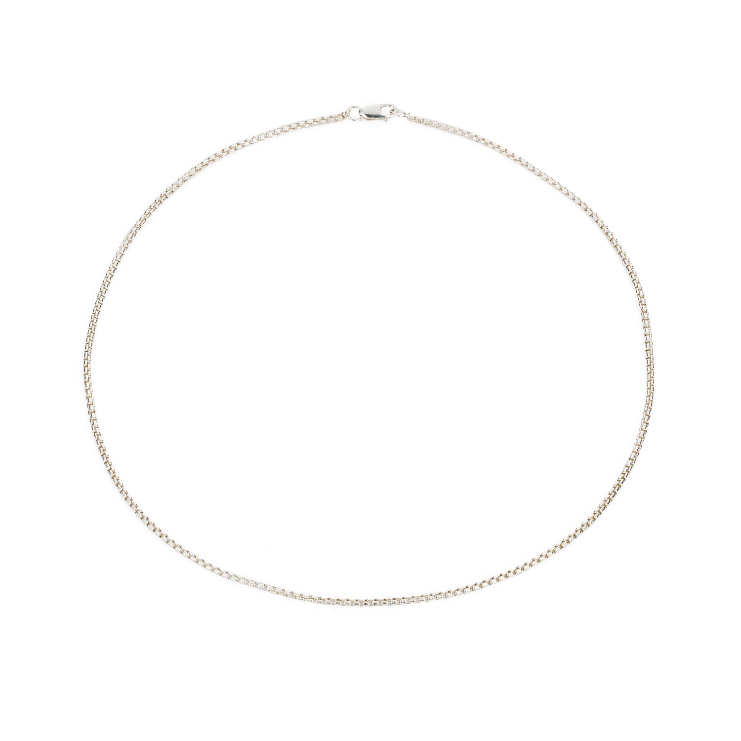 Micro Rectangle Chain Choker - Sterling Silver
