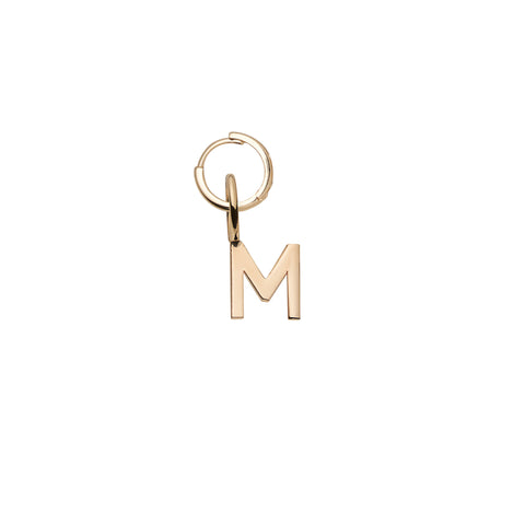 primary image of Mini Letter M Pendant Earring - Gold