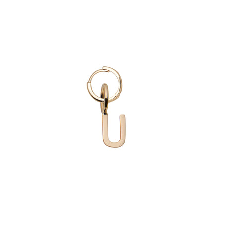 primary image of Mini Letter U Pendant Earring - Gold