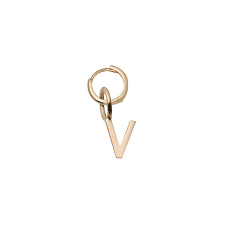 primary image of Mini Letter V Pendant Earring - Gold