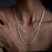 Micro Rectangle Chain Layered Necklace - Sterling Silver