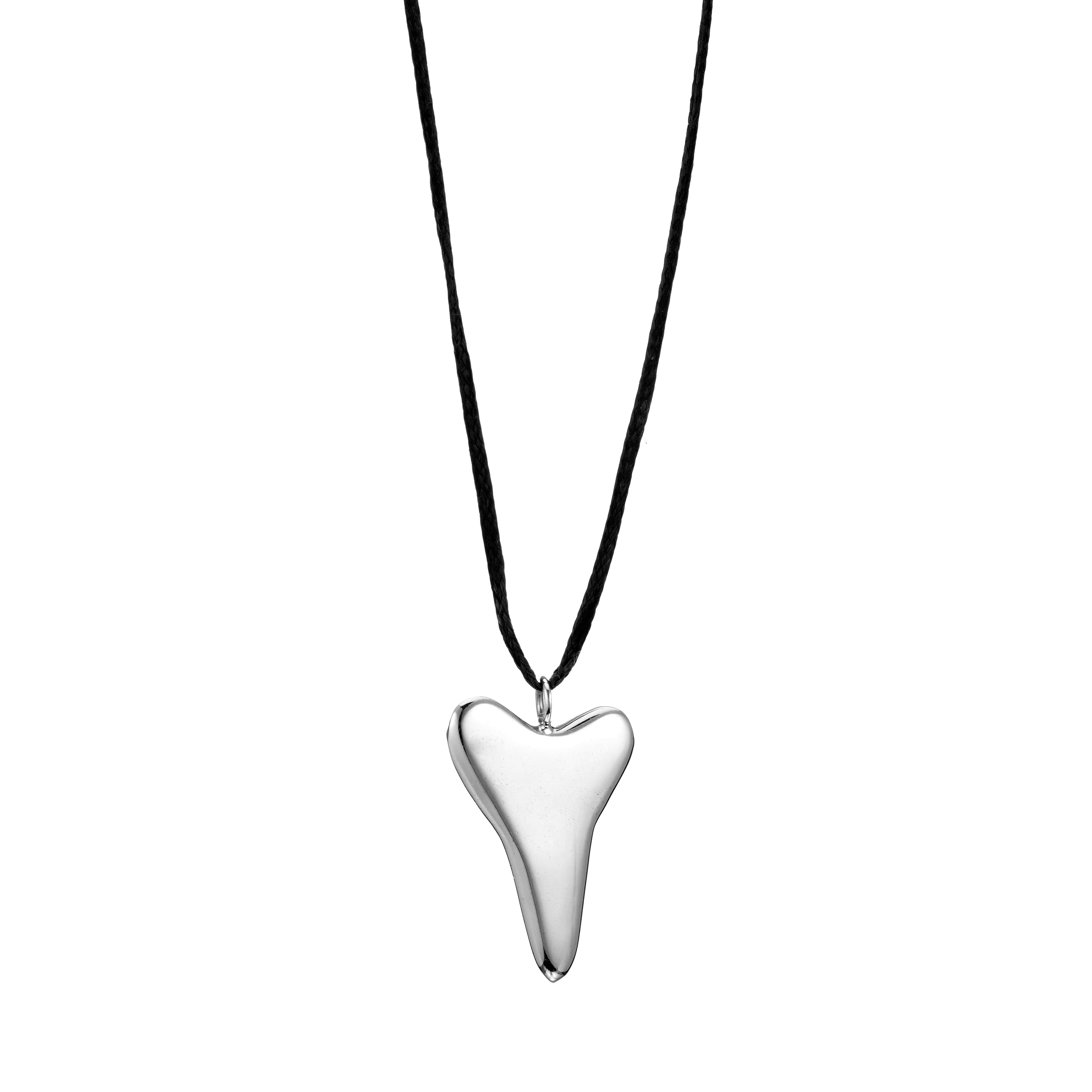 Raw Large Heart Pendant - Sterling Silver