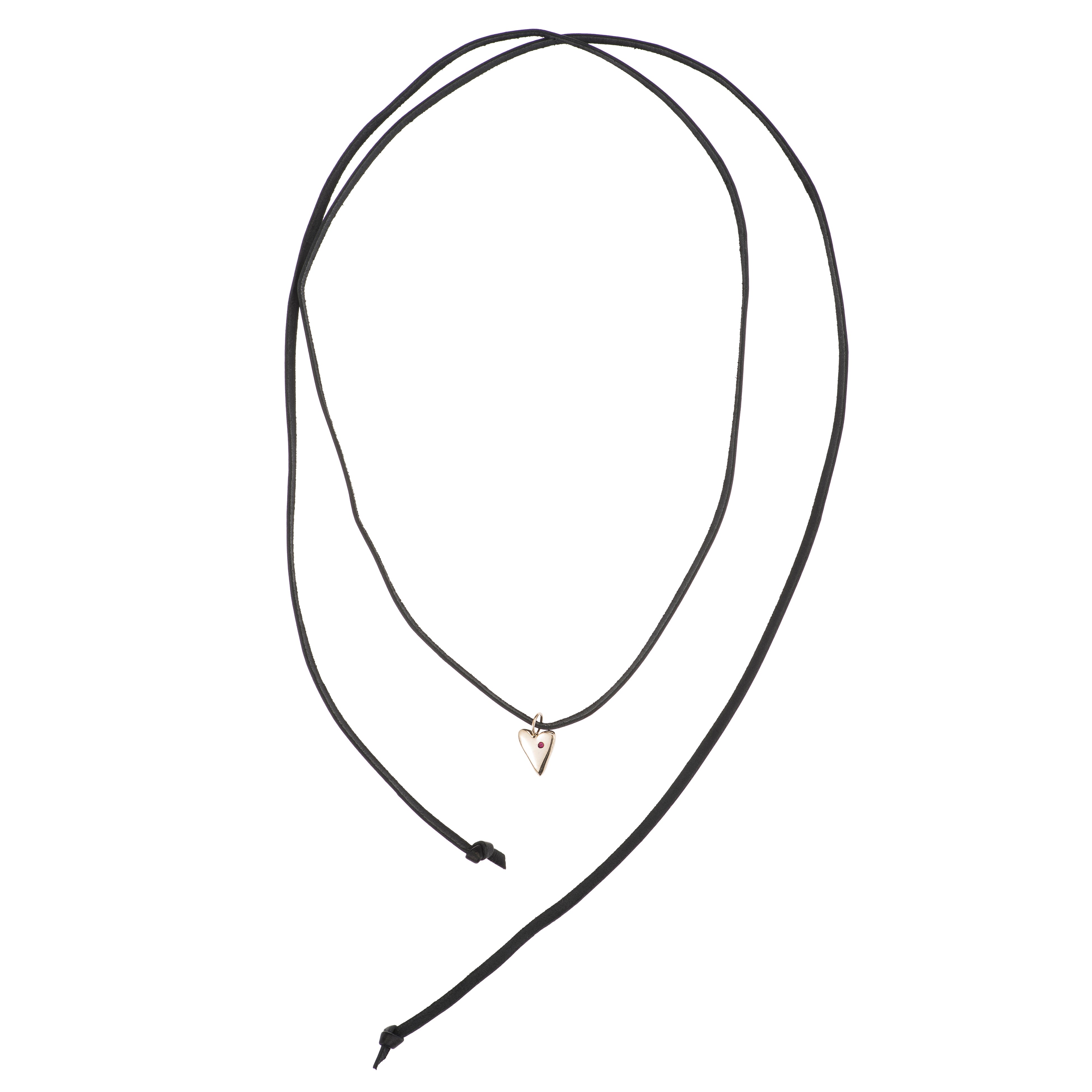 Raw Ruby Small Heart Pendant - Gold