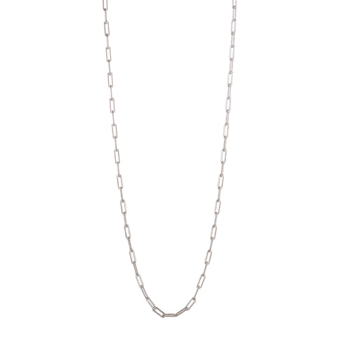 primary image of Rectangle Chain Long Necklace - Sterling Silver