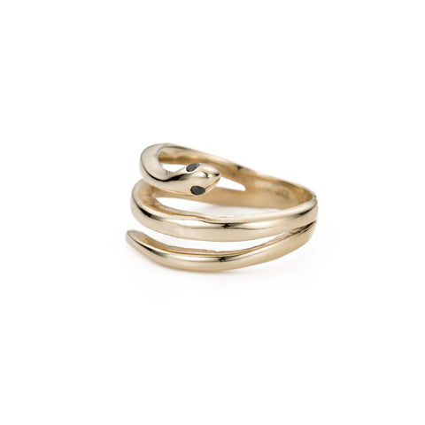 alternate image of Black Diamond Snake Ring - Gold