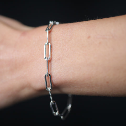 alternate image of Rectangle Link Chain Bracelet - Sterling Silver